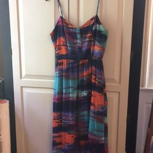 Soulmates Spaghetti Strap Printed Dress hi lo hem